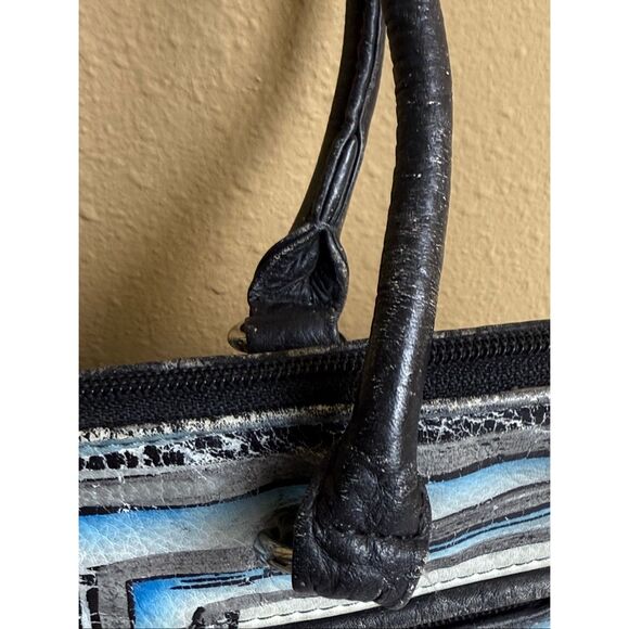 “Biacci Hand-Painted Genuine Leather Tote Bag – Artist Studio Design – - Picture 8 of 16